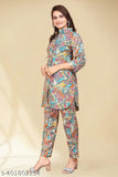 Art Silk Co-Ord Set, loose fit printed two piece top and pants set, women's matching top and bottom, wine floral print