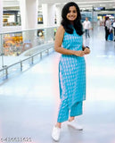 Cotton sleeveless kurta with printed palazzo set, single piece in vibrant Indian pattern