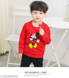 Yellow and red combo kids winter sweatshirt with full sleeves, cotton blend round neck sweater for boys and girls casual wear
