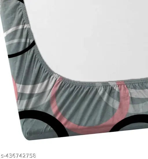 Stylish cotton grey 3D printed double bedsheet set with two pillow covers, featuring geometric print for contemporary style in the bedroom