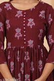 Rayon Jaipuri printed women's kurti, three-quarter sleeves, vibrant Indian print, S (36in)