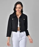 Indian denim jacket, full sleeve, solid color for women & girls. Stylish and lightweight for casual outings