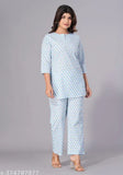 Cotton night suit and coord set for women and girls, trendy printed pyjamas with three-quarter sleeves