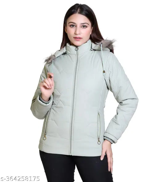 Classy nylon waistcoat for women, solid-colored long-sleeved jacket from India