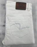 Cotton blend men's white jeans, stretchable and comfortable with ripped details, size 26/28, 30, 32 (India origin)