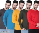 Drifit polyester round neck full sleeves T-shirts pack of 5 - Indian-made solid color athletic wear for men