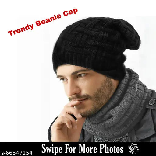 Stylish wool beanie cap for men - high-quality, anti-allergic, and breathable