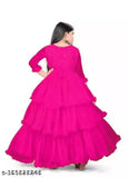 Ethnic Motifs solid ALine Maxi Net Dress with Dupatta, Indian culture-inspired maxi gown for girls aged 9-15 years, vibrant net fabric and three-quarter sleeves