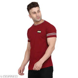 Maroon cotton blend printed short sleeves T-Shirt by Tfurnish, ideal for casual wear