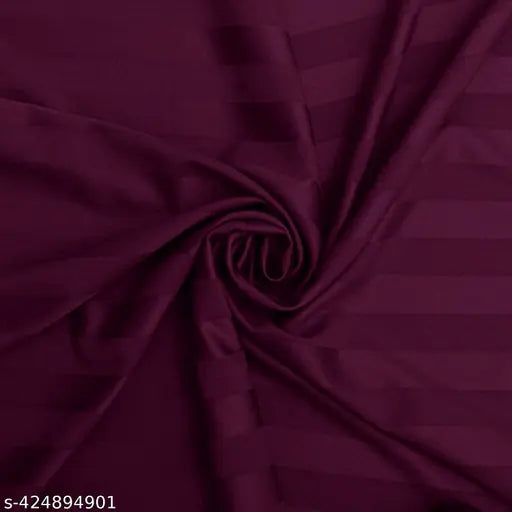 White striped satin cotton double bedsheet & 2 pillow covers (90x90), Roomstyle180 TC for summer home, hotel or guest room