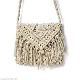 Handmade summer macrame clutch, natural cotton handbag with tassel, 1 compartment, free size (8in x 11in)