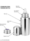 BPA-free, leak-proof Smilynation Stainless Steel Feeding Bottle (250ml), India-made, food-grade silicone nipple and spout