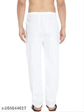 White cotton blend men's pajama bottom, pack of 1 - Indian-made above knee length sleepwear
