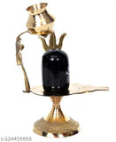 Brass Adi Shankara Shivalinga statue, 9cm high, Hindu festive pooja showpiece with brass matki, Indian origin
