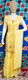 Georgette embroidered two-piece frock sharara with dupatta, featuring ketty work and lace details, single item from India