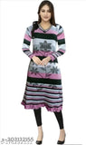 Long-sleeve woolen women's kurti, printed combo in winter colors. Indian handcrafted, perfect for daily and festive wear." (124 characters)