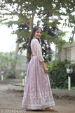 Embroidered lavender cotton lehenga choli, intricate sequence embroidery & sequin work, India-made special occasion wear