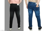 black pearls men's denim jeans pack of 2, dyed/washed indian denim jeans for men in sizes 28, 30, 32, 34, and 36