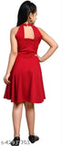 Cotton blend, knee length red fit & flare dress pack for girls aged 5-13 years