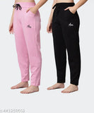 Black and pink cotton blend maxi pyjama set (pack of 2) - ChicCloset women's loungewear