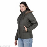 Nylon solid women's parka jacket, long sleeves, Oh Yes brand, India origin