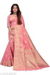 Chanderi Silk Sahi Jacquard Pink saree, perfect for traditional events and festivals