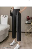 Cotton Lycra Simplicity Straight Leg Pants - Vibrant, artistic design for girls & women in solid net fabric, size 32/34, India origin