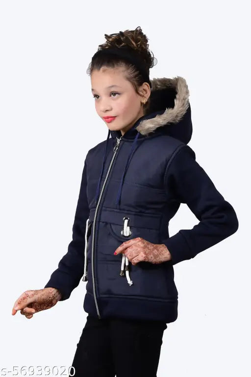 Wool solid-color BLUSHH kids hooded jacket, ideal for 11-12 & 12-13 years, Indian origin
