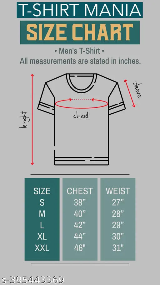 Stylish modern men's cotton t-shirt with printed design, short sleeves, size S (38in chest, 27in length)