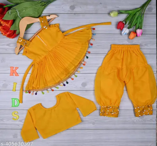 Georgette Solid Color Kids Plazzo Set - Indian fashion for 0-3 Months to 18-24 Months
