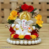 Red, white, and yellow marble Diksha Collection Ganesh idol showpiece (62 cm)