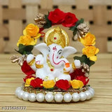 Red, white, and yellow marble Diksha Collection Ganesh idol showpiece (62 cm)
