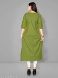 Embroidered cotton kurta, three-quarter sleeves, vibrant Indian embroidery design. M, L, XL, XXL, 3XL sizes available