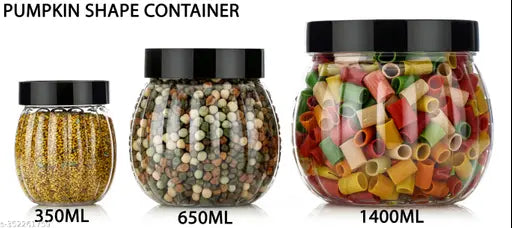 Black BPA-Free stackable Matka shape kitchen storage jars (300ml, 650ml, 1400ml) for dry goods and grains, ideal for rice, masala boxes, and freezer storage