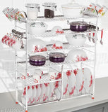 Stainless steel kitchen organizer with 6 shelves, ideal for plates and cutlery. WINSTAR modular dish rack, 36x36 inches