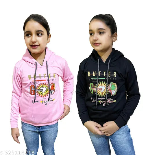 Pink fleece hoodies for kids, self-designed winter wear, soft cotton fabric, made in India