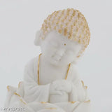 Marble Buddha figurine, antique-style decor for home or office desk, Indian origin (6.5cm x 11.5cm)