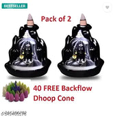 Poly Resin Adi Shankara Mahadev Murti combo pack with 30 backflow cones - Indian spiritual home decor