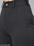 Cotton blend solid-colored women's trousers, comfortable fit for sizes 26, 28, 30, 32, and 34, Indian origin