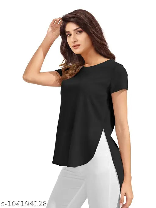 Polycotton women's short sleeve top, self-design net pattern by DHUNKI, XS (34in bust) - Indian-made comfort wear