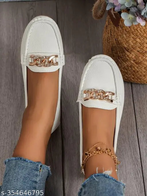 Stylish synthetic loafers by STRASSE PARIS, comfortable for women & girls with round toe & PVC sole