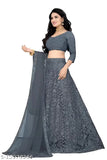 Indian net embroidered lehenga choli & dupatta set, celebrity zone, semi-stitched