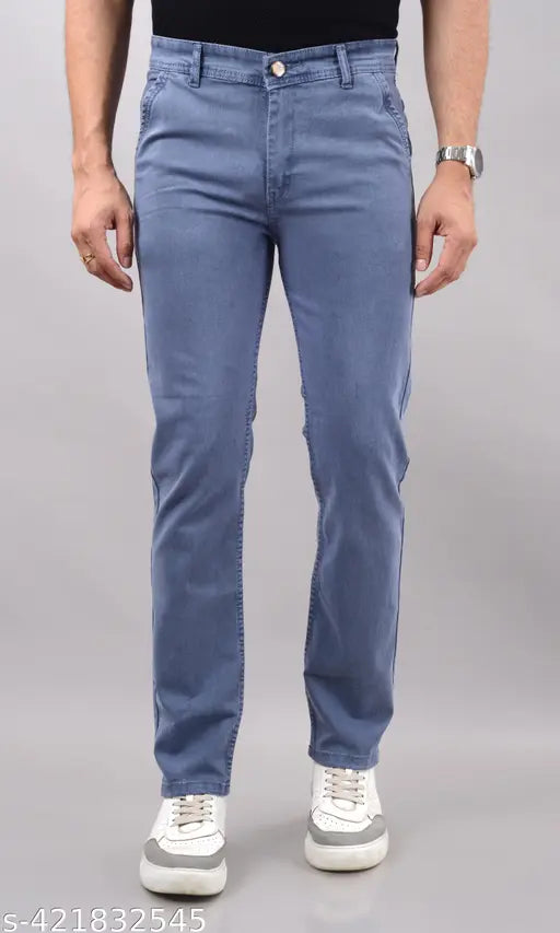 Mens dark grey stretchable jeans, regular fit denim for men. Versatile and suitable for casual or semi-formal events. Sizes available: 42 (Waist 42, Length 41, Hip 47), 44 (Waist 44, Length 41, Hip 49), 46 (Waist 46, Length 41, Hip 51), 48 (Waist 48, Length 41, Hip 53), 50 (Waist 50, Length 41, Hip 55). Made in India