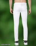 MARKVIEW Men's white denim skinny fit jeans, comfortable and stylish for everyday wear. Solid pattern, sizes available from 26-32 inches
