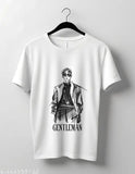 White cotton regular fit printed T-shirt, half sleeves, round neck, versatile wardrobe essential