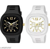 Rubber square dial boys' and kids' trending watch combo, mechanical automatic movement with date display