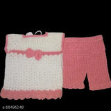 Premium wool naughty baby sweater, handmade for newborn girls in self-design pattern. Cozy and warm, perfect for winter