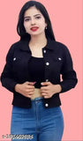 Black denim kids jacket, solid black with long sleeves, size 12-13 years, from India