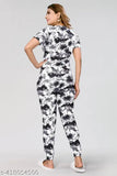 Alluring women's printed net pyjamas, premium quality polyester nightsuit collection from India