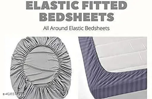 Safari cotton elastic fitted double bedsheet with botanical print & 2 pillow covers, ideal for summer - Size: 72x788 inches (mattress), 18x28 inches (pillow covers) - Brand: ELVILLIAN